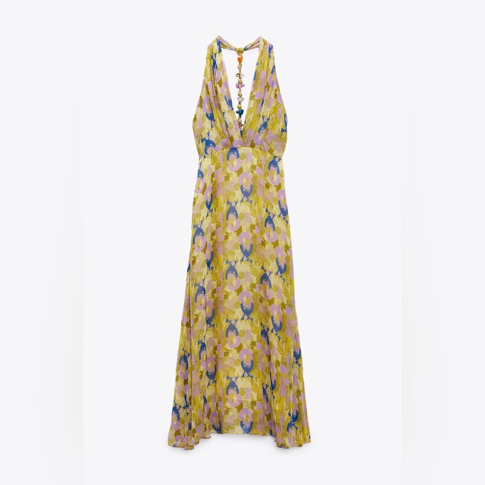 Printed dress with Bead detail